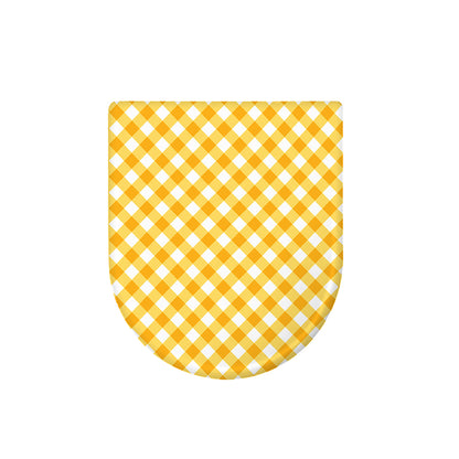 Honey Yellow And White Gingham Print Toilet Lid Cover