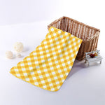 Honey Yellow And White Gingham Print Towel