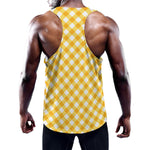 Honey Yellow And White Gingham Print Training Tank Top