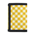 Honey Yellow And White Gingham Print Trifold Wallet