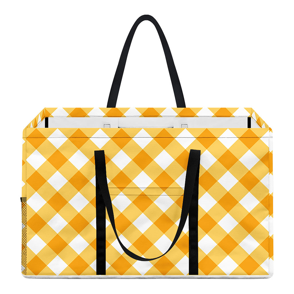 Honey Yellow And White Gingham Print Utility Tote Bag