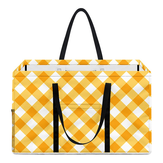 Honey Yellow And White Gingham Print Utility Tote Bag