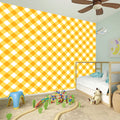 Honey Yellow And White Gingham Print Wall Sticker