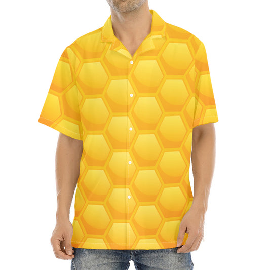Honeycomb Pattern Print Aloha Shirt