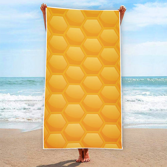 Honeycomb Pattern Print Beach Towel