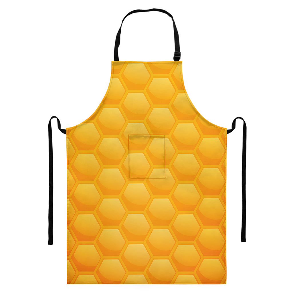 Honeycomb Pattern Print Bib Apron With Pocket