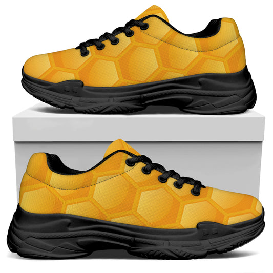 Honeycomb Pattern Print Black Chunky Shoes