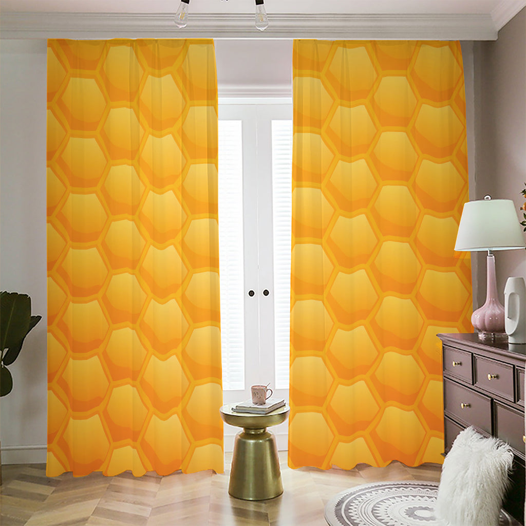 Honeycomb Pattern Print Blackout Pencil Pleat Curtains