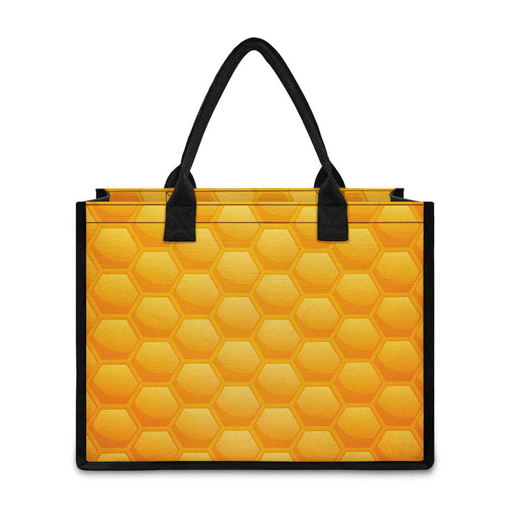 Honeycomb Pattern Print Canvas Tote Bag
