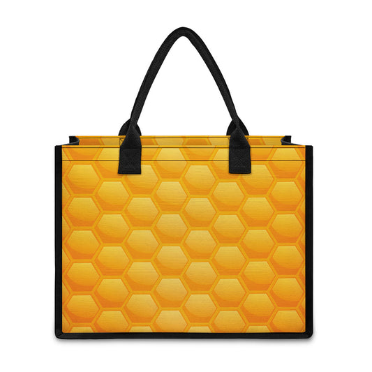 Honeycomb Pattern Print Canvas Tote Bag