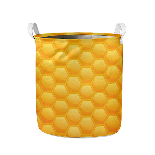 Honeycomb Pattern Print Collapsible Laundry Basket