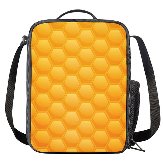 Honeycomb Pattern Print Crossbody Lunch Bag
