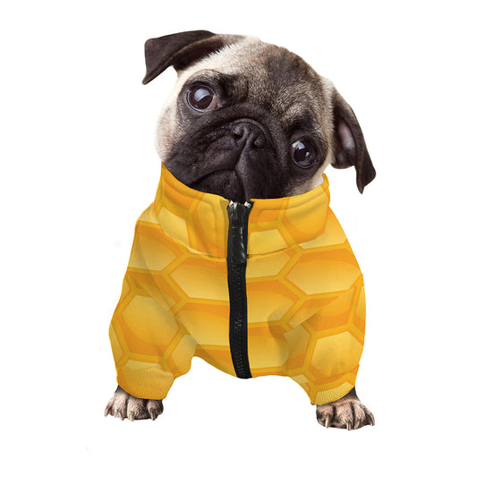Honeycomb Pattern Print Dog Zip Up Jacket