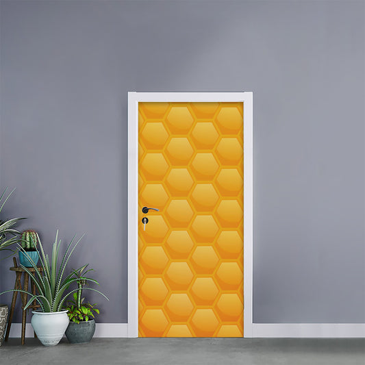 Honeycomb Pattern Print Door Sticker