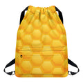 Honeycomb Pattern Print Drawstring Backpack