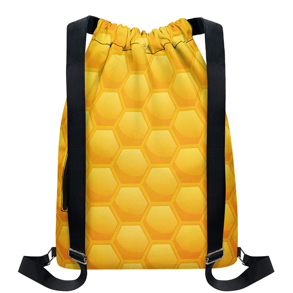 Honeycomb Pattern Print Drawstring Backpack
