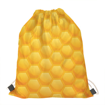 Honeycomb Pattern Print Drawstring Bag