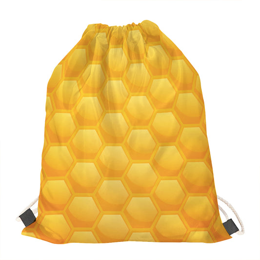 Honeycomb Pattern Print Drawstring Bag