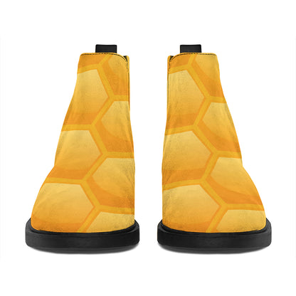 Honeycomb Pattern Print Flat Ankle Boots