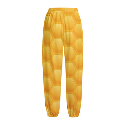 Honeycomb Pattern Print Fleece Lined Knit Pants