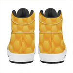 Honeycomb Pattern Print High Top Leather Sneakers