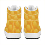 Honeycomb Pattern Print High Top Leather Sneakers