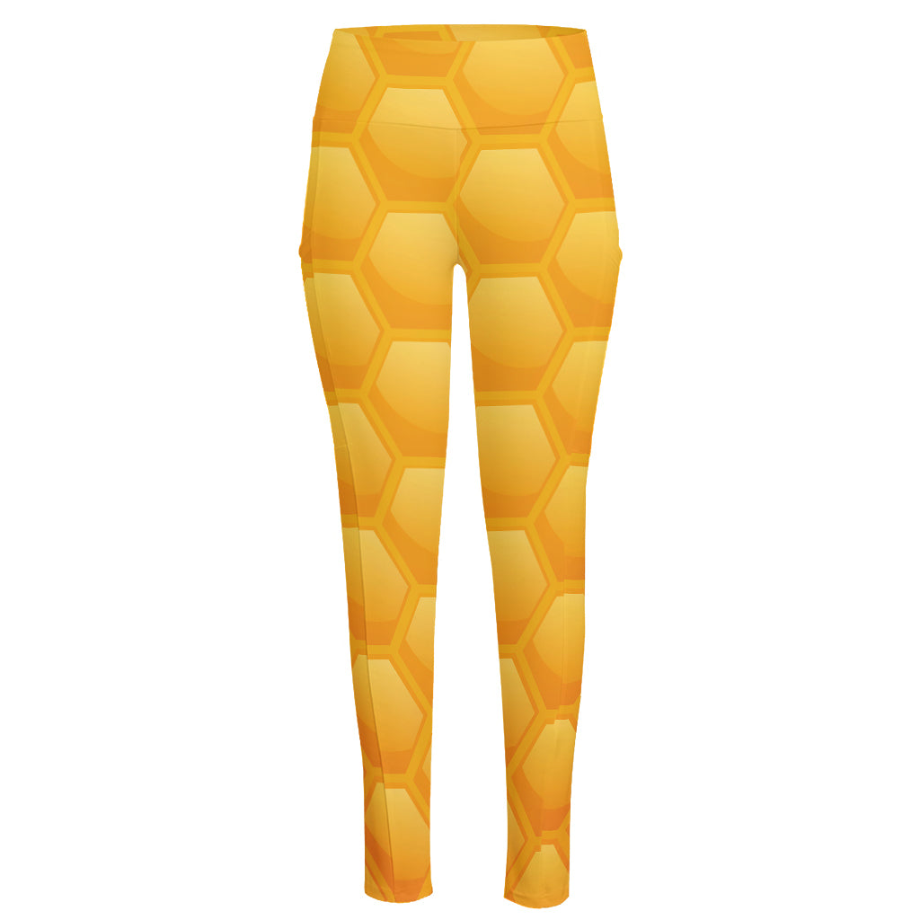 Honeycomb Pattern Print High-Waisted Pocket Leggings