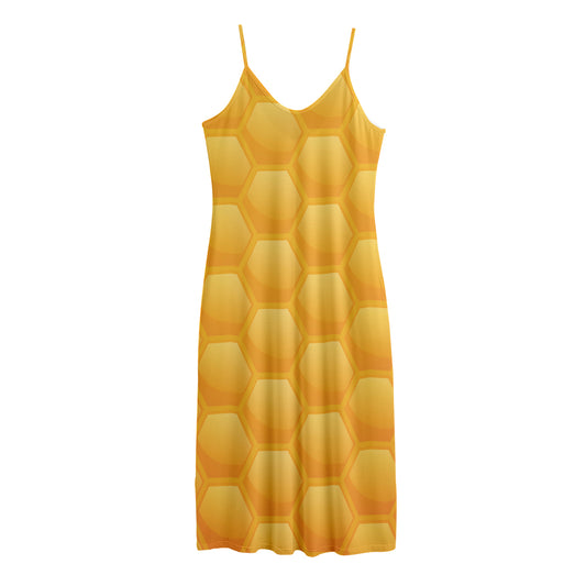 Honeycomb Pattern Print Jersey Midi Cami Dress