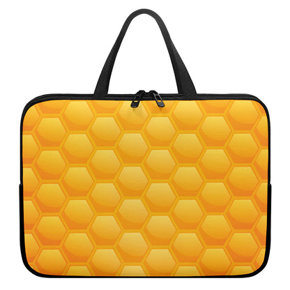 Honeycomb Pattern Print Laptop Sleeve With Handle