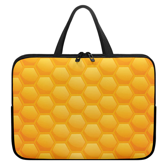 Honeycomb Pattern Print Laptop Sleeve With Handle