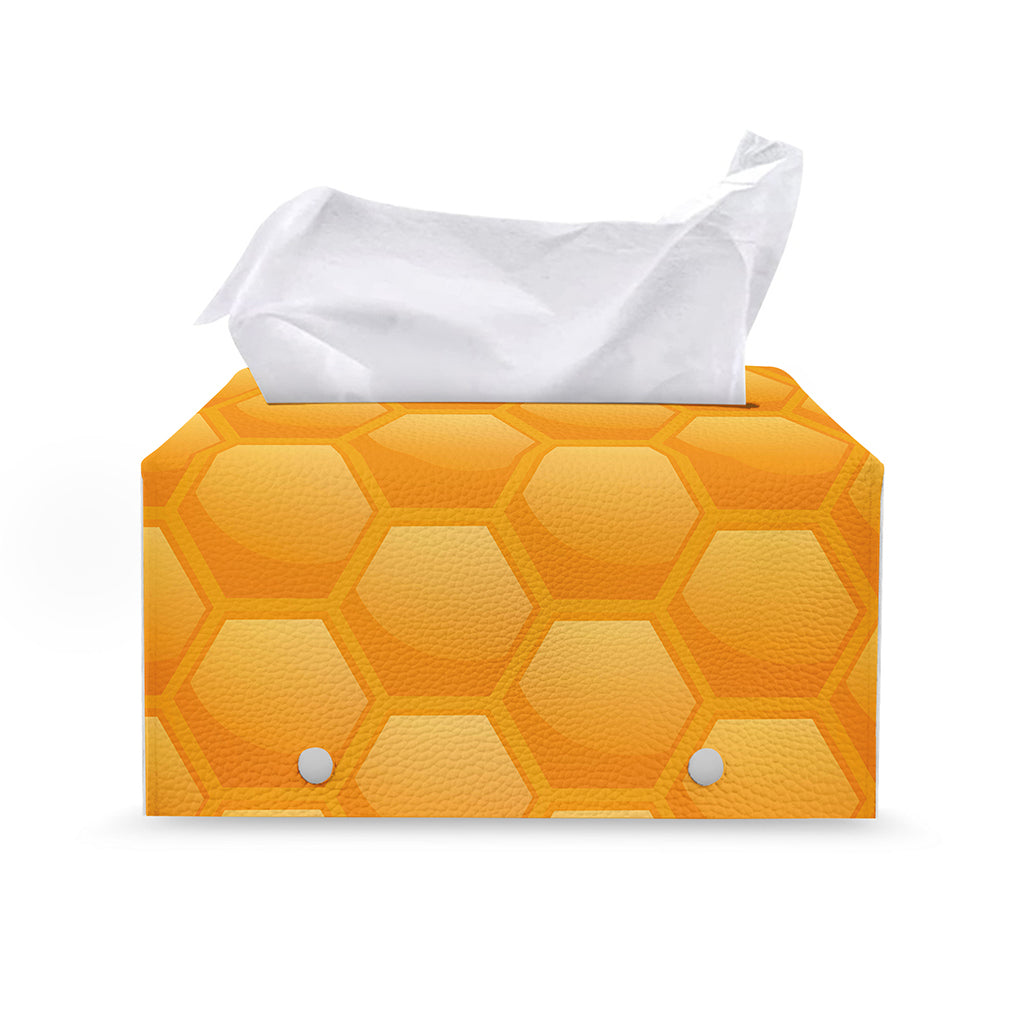 Honeycomb Pattern Print Leather Tissue Box Cover