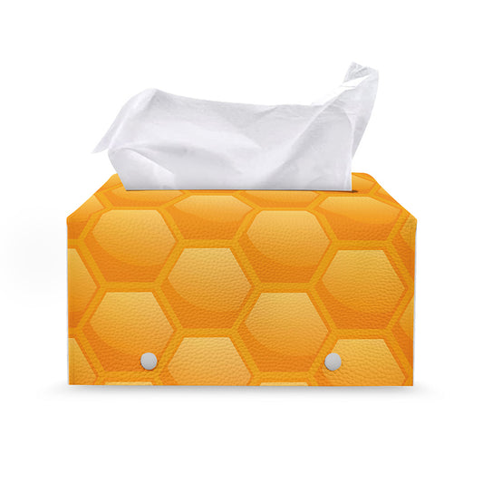 Honeycomb Pattern Print Leather Tissue Box Cover