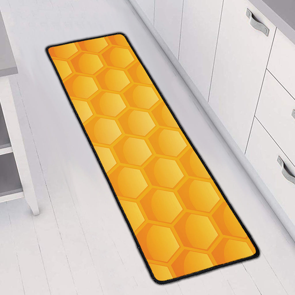 Honeycomb Pattern Print Long Kitchen Mat