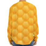 Honeycomb Pattern Print Long Sleeve Baseball Jersey