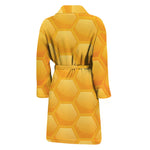 Honeycomb Pattern Print Men's Bathrobe