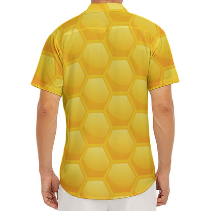 Honeycomb Pattern Print Men's Deep V-Neck Shirt
