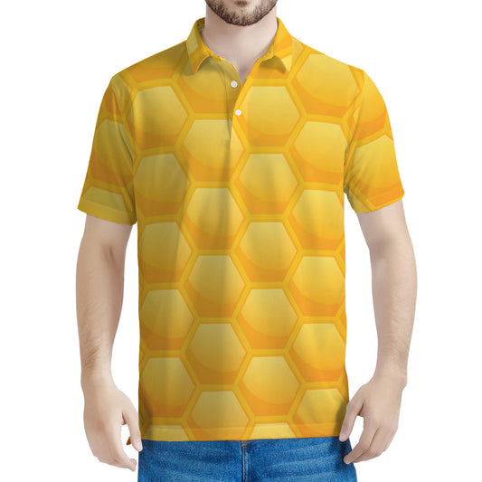 Honeycomb Pattern Print Men's Polo Shirt
