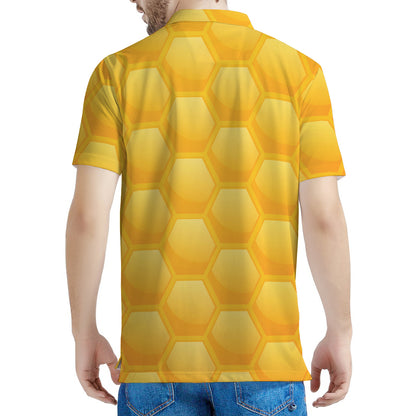 Honeycomb Pattern Print Men's Polo Shirt