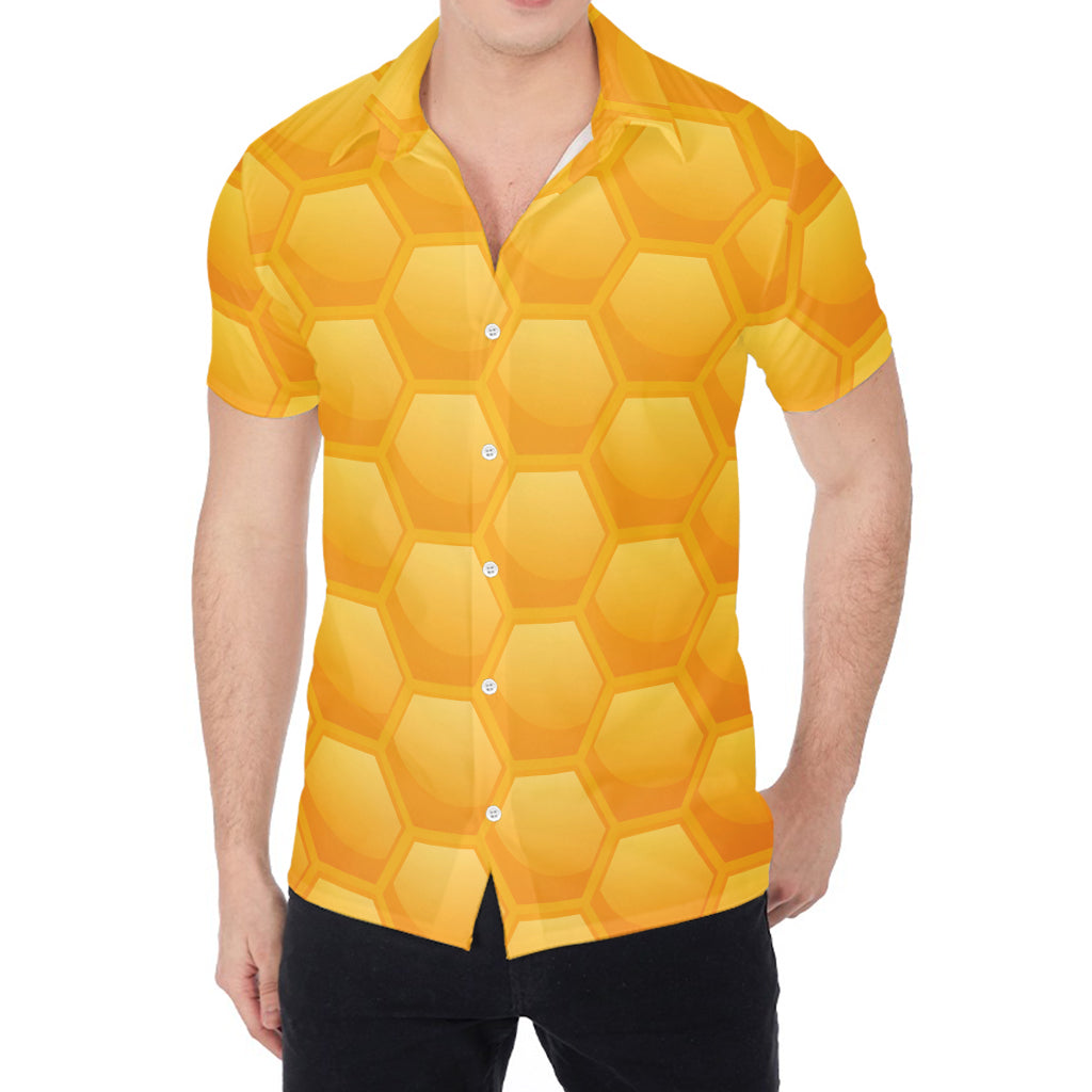 Honeycomb Pattern Print Men's Shirt