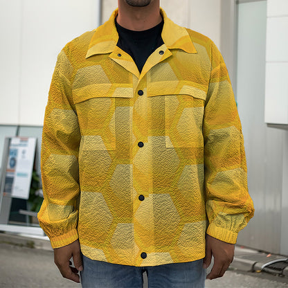 Honeycomb Pattern Print Men's Shirt Jacket