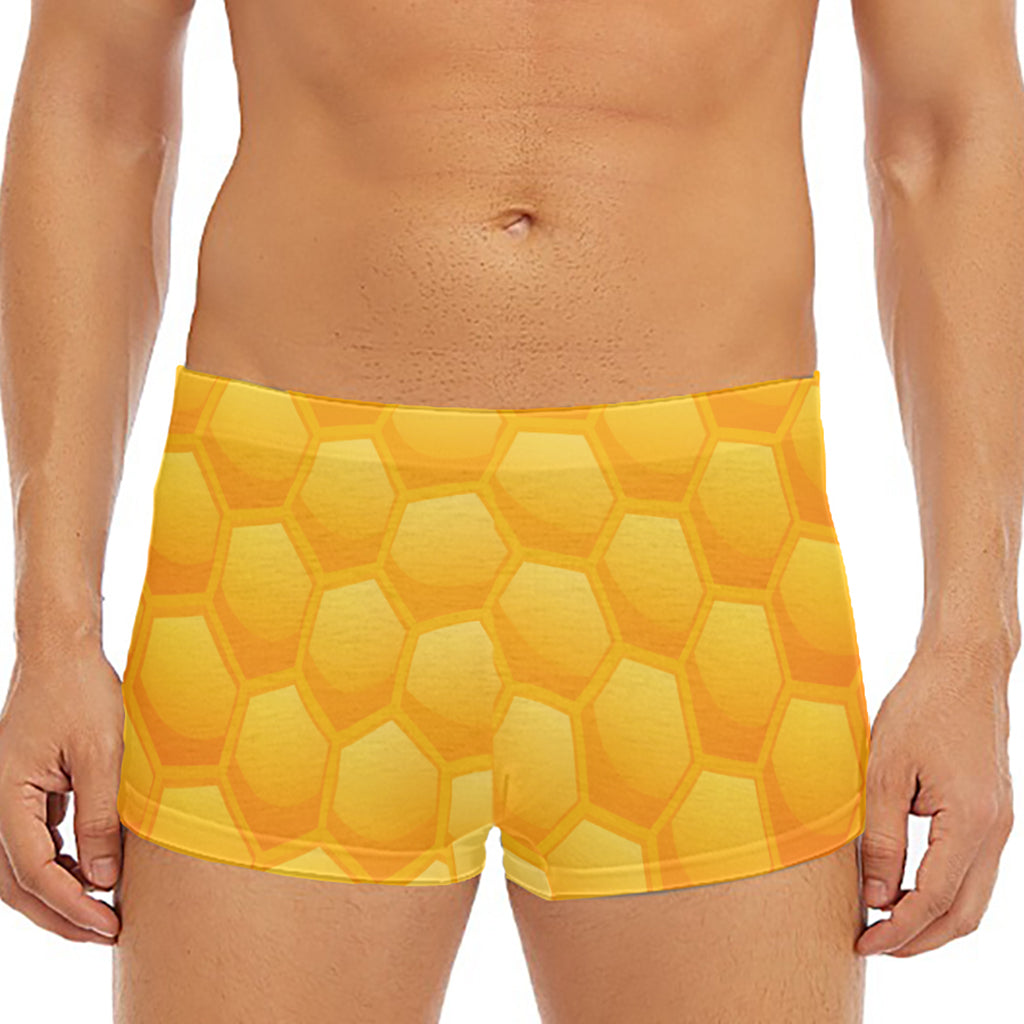 Honeycomb Pattern Print Men's Short Boxer Briefs