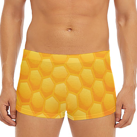 Honeycomb Pattern Print Men's Short Boxer Briefs