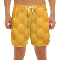 Honeycomb Pattern Print Men's Split Running Shorts
