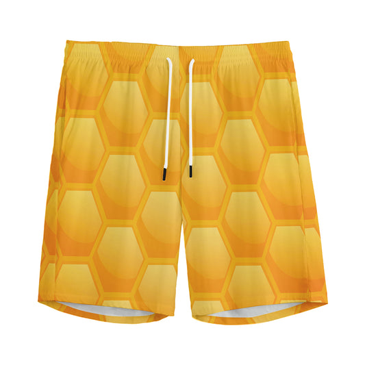 Honeycomb Pattern Print Men's Sports Shorts
