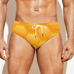 Honeycomb Pattern Print Men's Swim Briefs