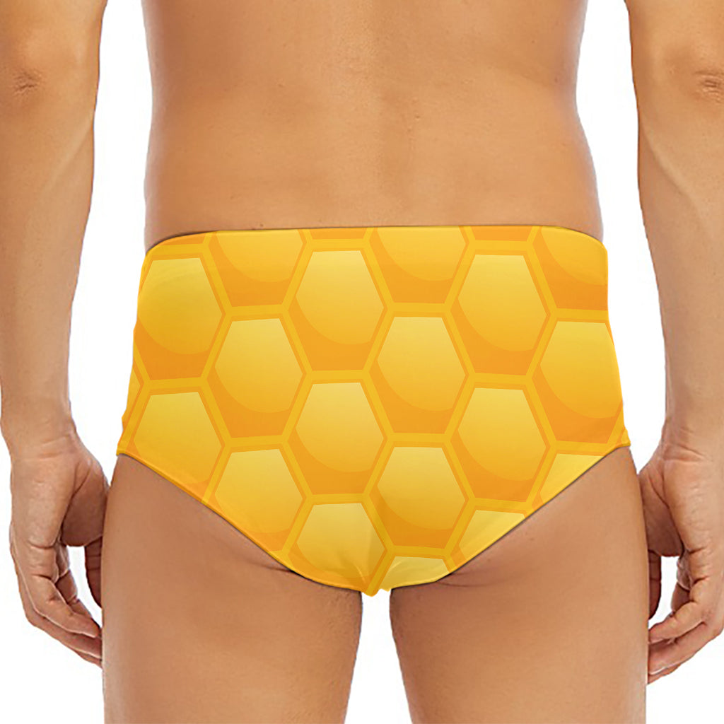 Honeycomb Pattern Print Men's Triangle Swim Briefs