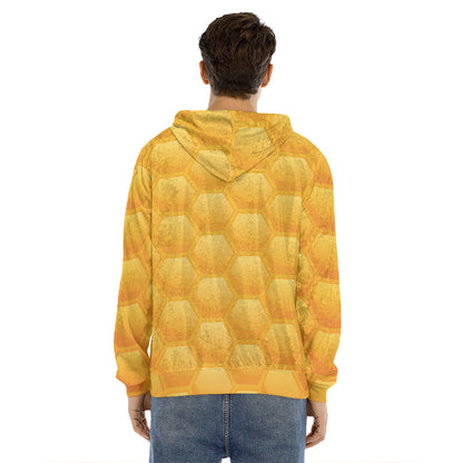 Honeycomb Pattern Print Men's Velvet Pullover Hoodie