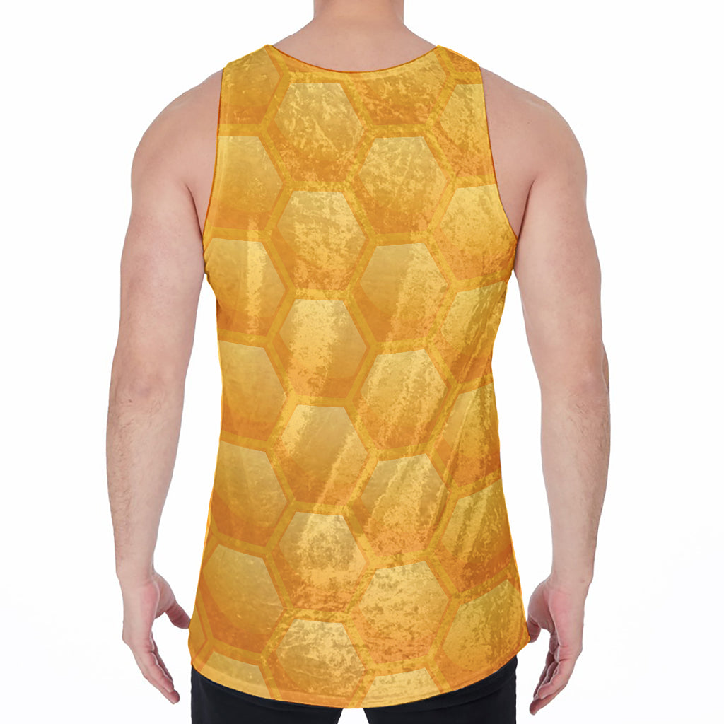 Honeycomb Pattern Print Men's Velvet Tank Top