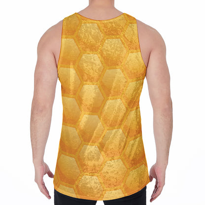 Honeycomb Pattern Print Men's Velvet Tank Top