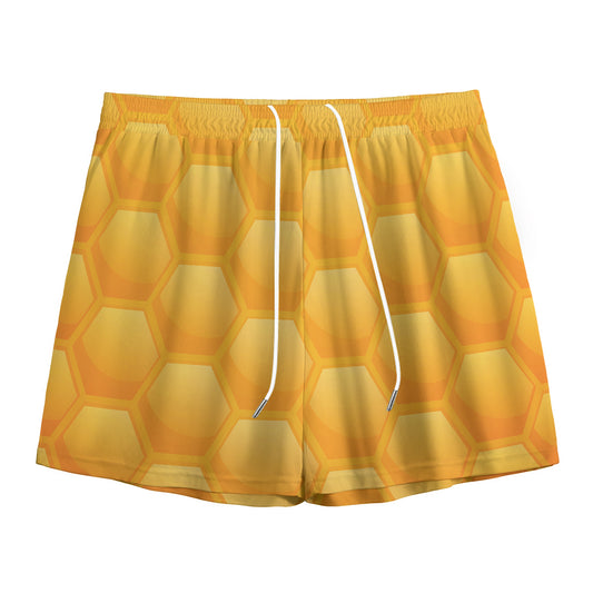 Honeycomb Pattern Print Mesh Shorts